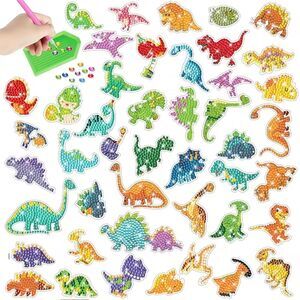 46pcs Kids Diamond Painting Stickers Set | Cartoon Dinosaur Craft Kit
